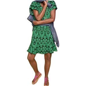 cAbi Palmette Tropical Print Mini Dress Navy/Green Size Small